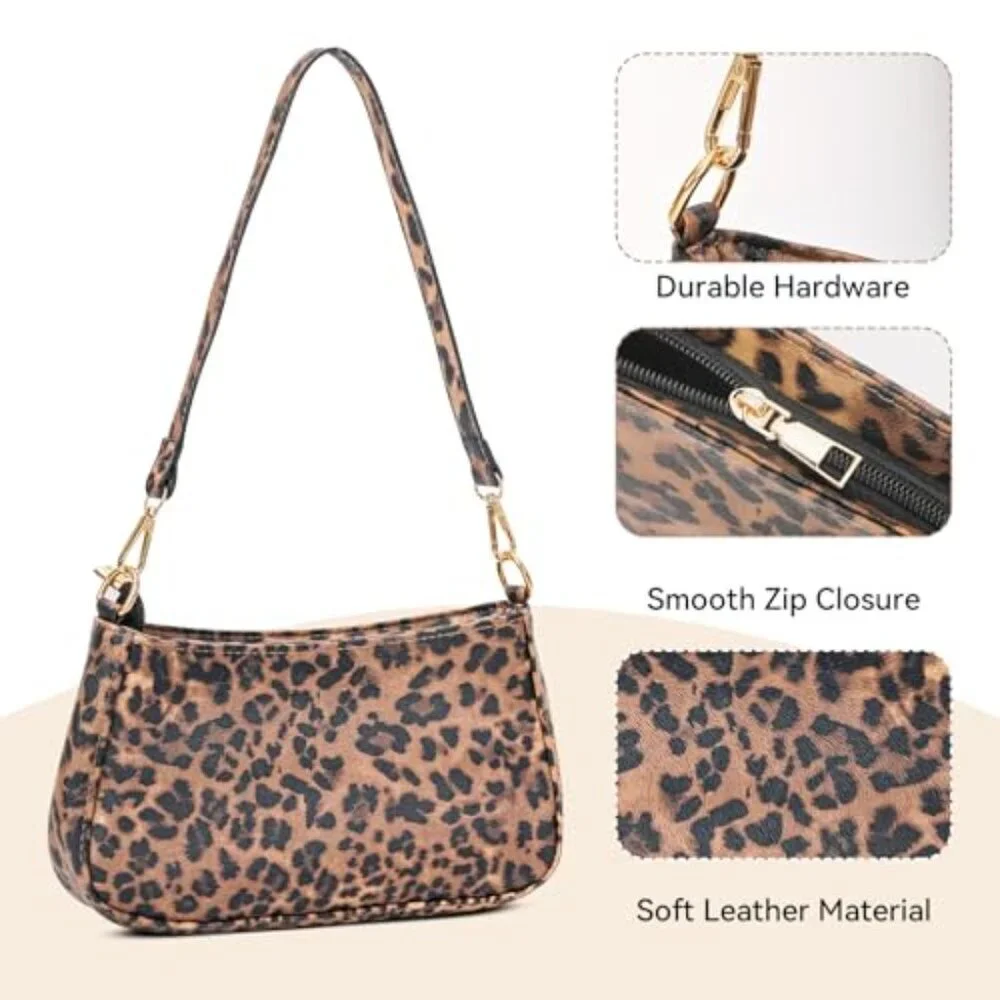 Small Vegan Leather Shoulder Bag Clutch Tote Compact Functional Purse - Picture 6 of 8